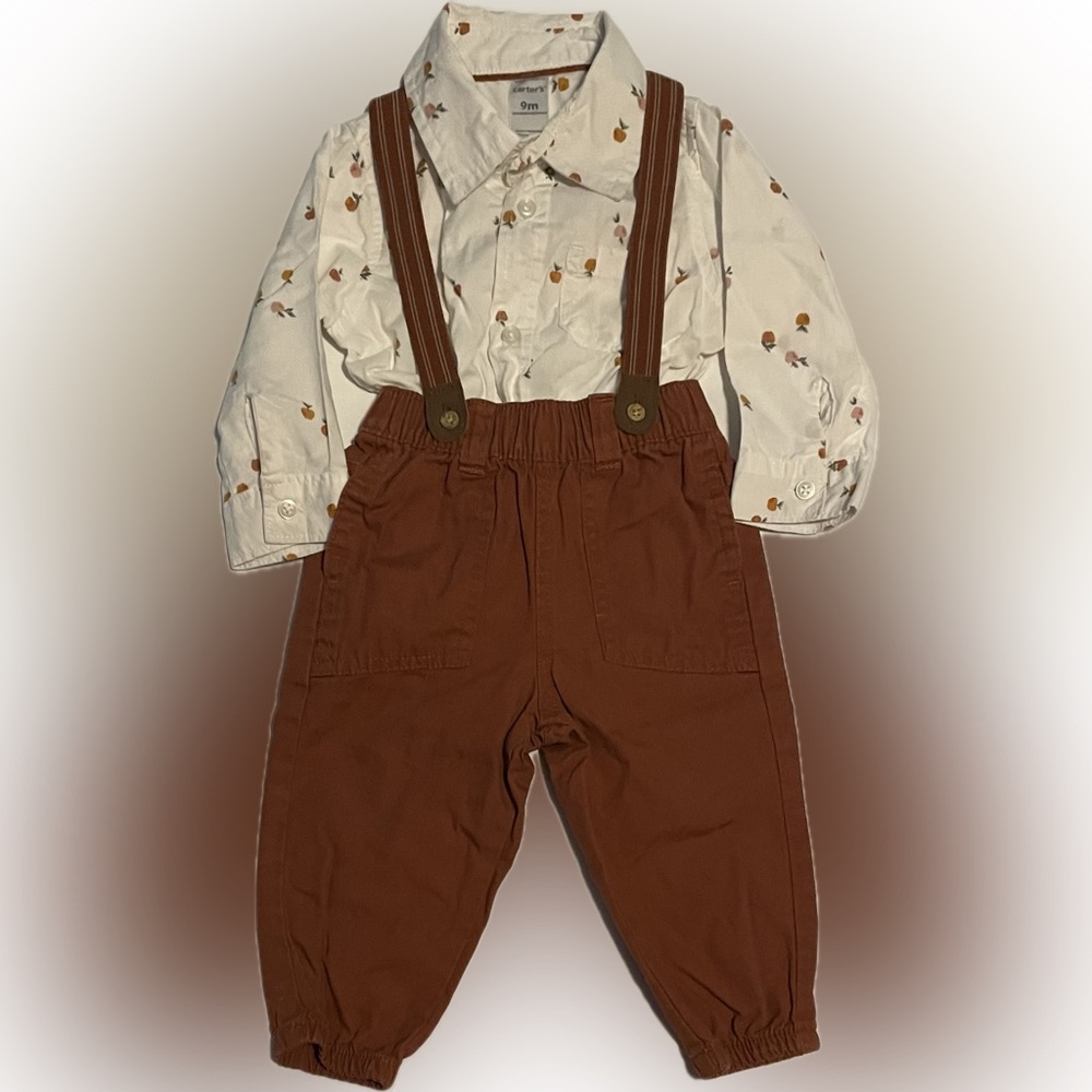 Carters 2pc set with suspenders 9mo